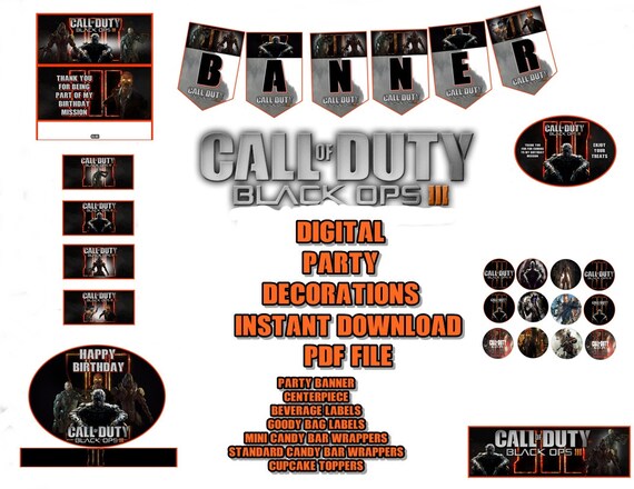 Call Of Duty Black Opts 111 Digital Party Decorations Banner Etsy