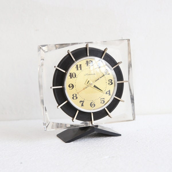 horloge mécanique vintage Molniya Lightning - horloge à remonter en plexiglas des années 70 - réveil mécanique - horloge soviétique décorative - DOESN'T WORK