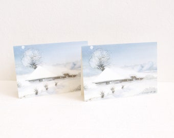 Vintage peinture à l'huile photo carte postale de Noël nouvelle carte postale festive inutilisée cartes postales NOS carte postale paysage d'hiver carte postale
