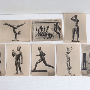 der sport in der plastic acht fotos em handabugen ausgewählt von helga weissgarber conjunto de cartão postal vintage de esculturas temáticas de esportes alemães