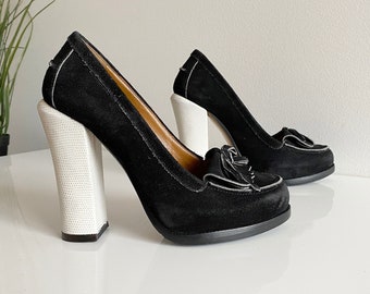 FENDI Austen loafer pumps size EU36 | US6 black suede, heel height 13cm | 5"