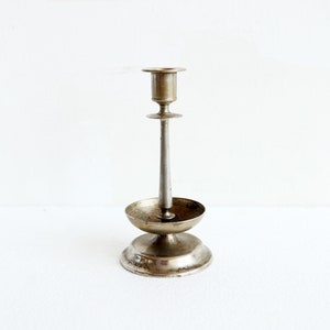 Vintage metal candlestick holder tall candle holder 1980s