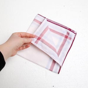 1970s mens handkerchief grid pattern cotton hanky - white purple green plaid pattern woven handkerchief - 70s fashion accessories