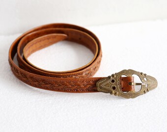 VTG Johnny Farah Western Leather Belt Brown Wide Belt Buckle Cowhide Small Accessories | Vtg Johnny Farah Wide Waist Oversized Cognac  main image 2