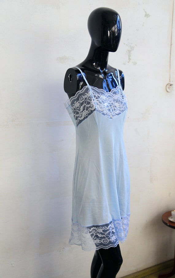 Vintage lace Soviet underwear petticoat - sky blue