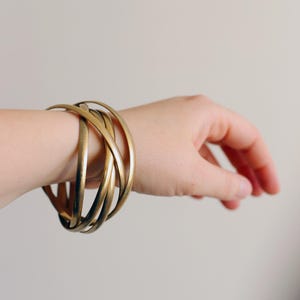 Vintage Intertwined Steel Bangles – Brass Plated with Natural Patina