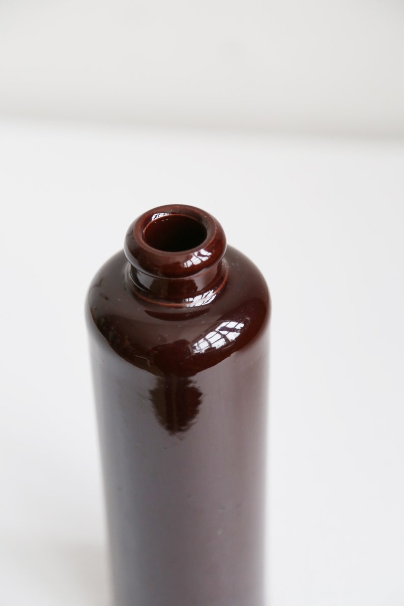 Glossy brown ceramic bottle earthenware decorative liquor bottle balsam bottle Scandinavian home decor brown bud vase home decor 0.35liter