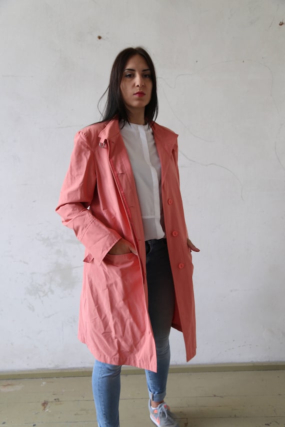 Vintage Salmon Pink Coat Trench Coat 