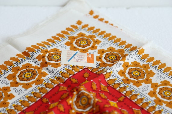 Vintage orange ornamental pattern scarf 1971 woma… - image 4