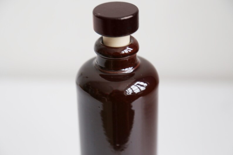 Glossy brown ceramic bottle earthenware decorative liquor bottle balsam bottle Scandinavian home decor brown bud vase home decor 0.35liter