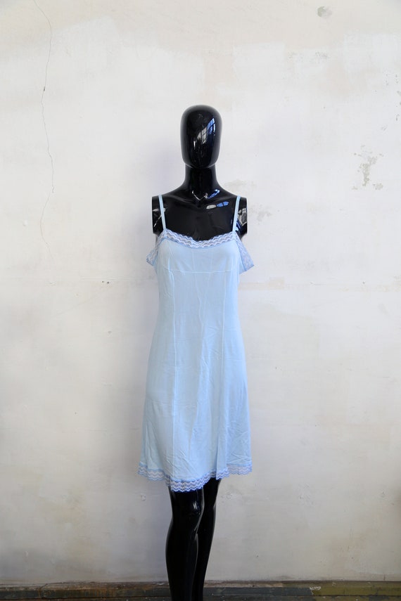 Vintage lace Soviet underwear petticoat - sky blue