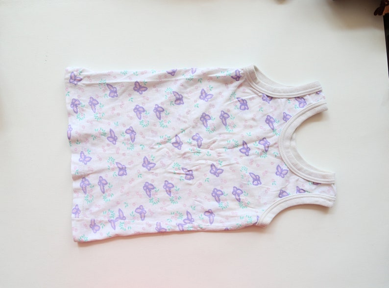 Vintage Soviet toddler baby Shirt vintage baby wear toddler 90s maika undershirt butterfly pattern Made in USSR cotton 2-3 years