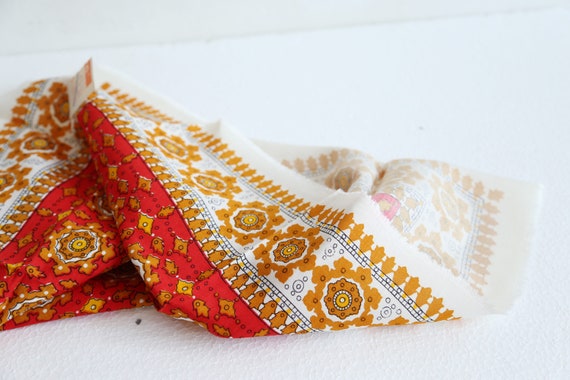 Vintage orange ornamental pattern scarf 1971 woma… - image 5