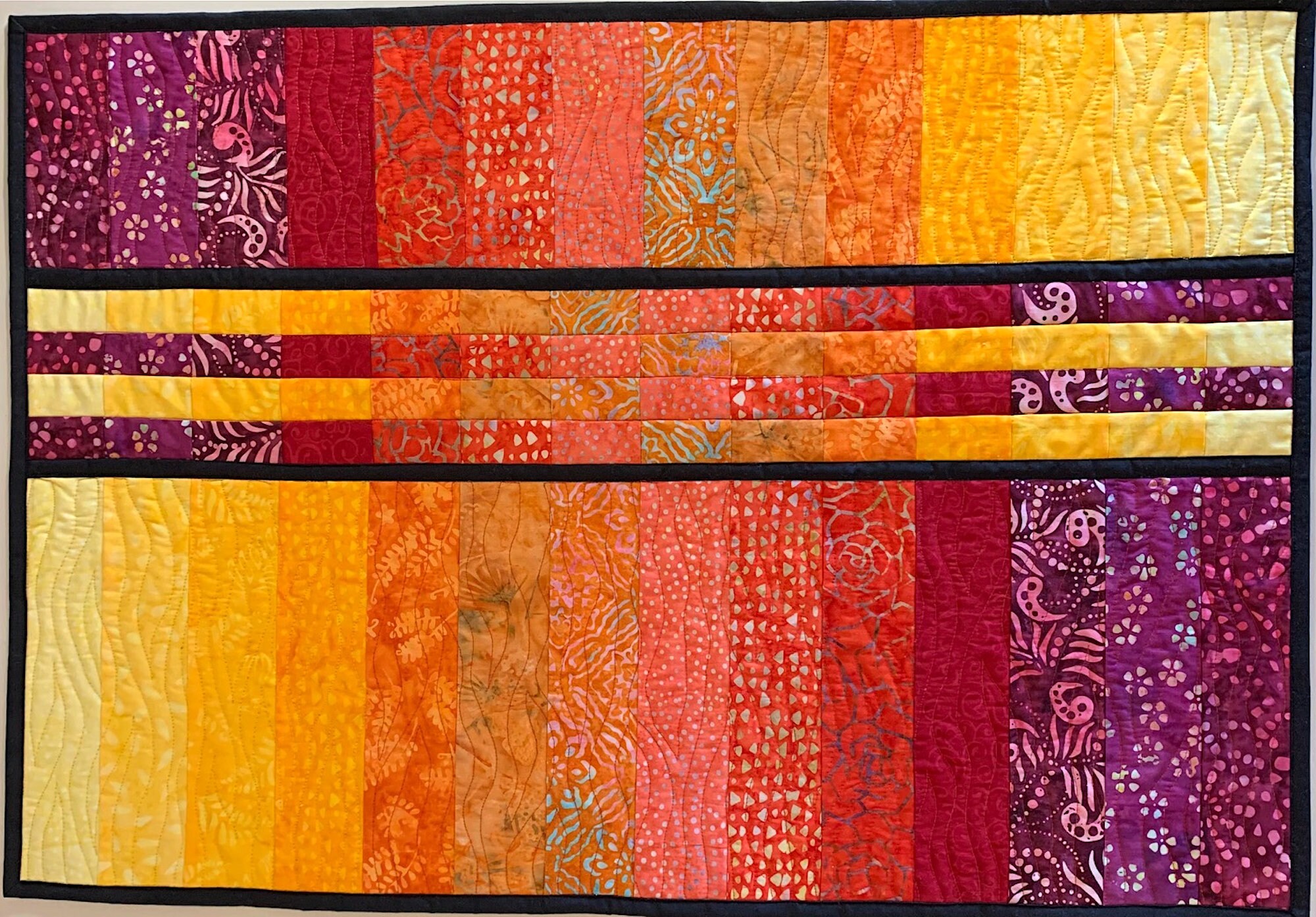 Art Quilt Batik Watercolor Abstract Quilted Wall Hanging Etsy