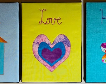 Inspirational Art Quilts on Canvas: Home Decor Set of 3