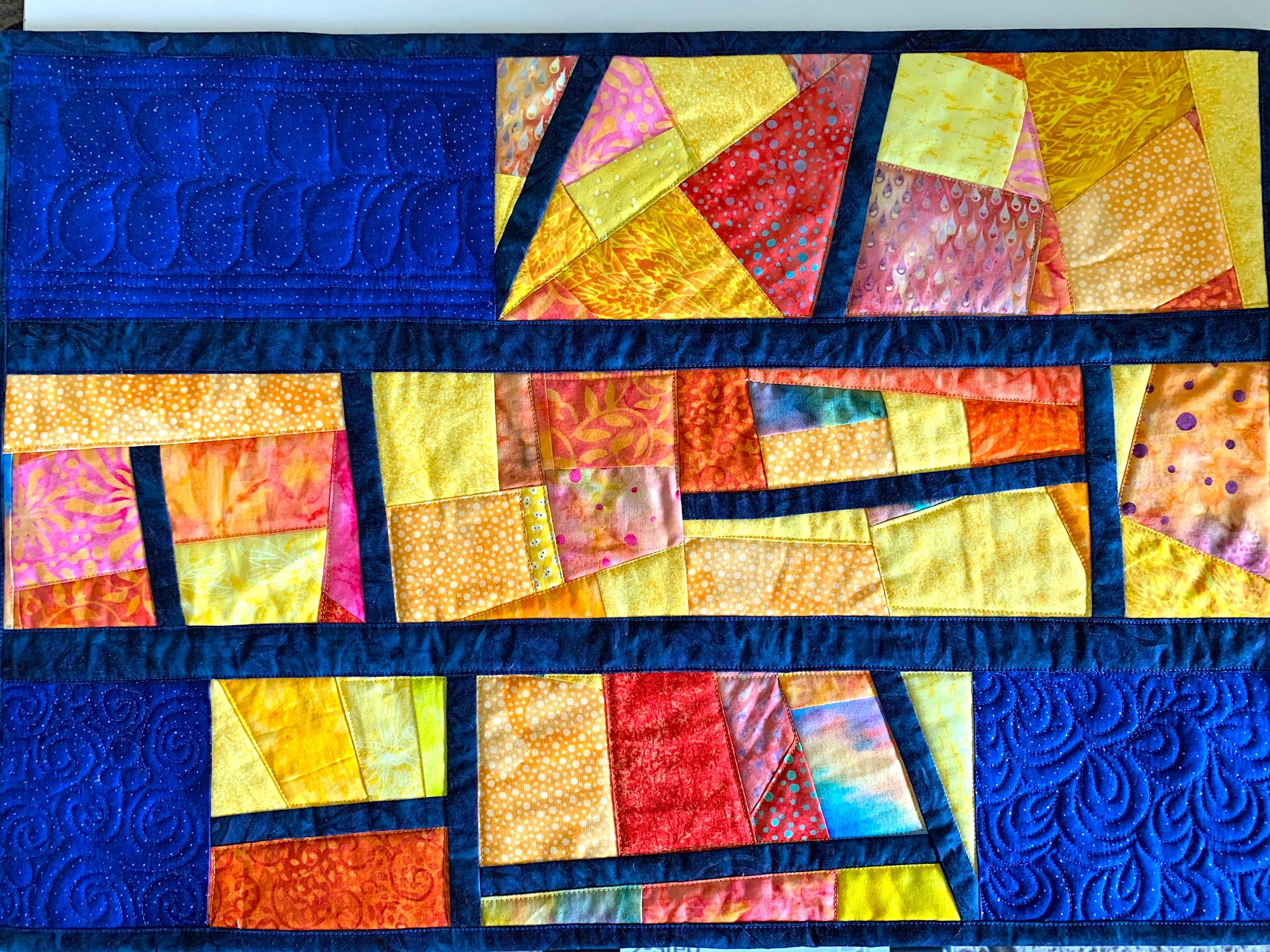Abstract Colorful Art Quilt Modern Improv Quilted Wall Art Etsy
