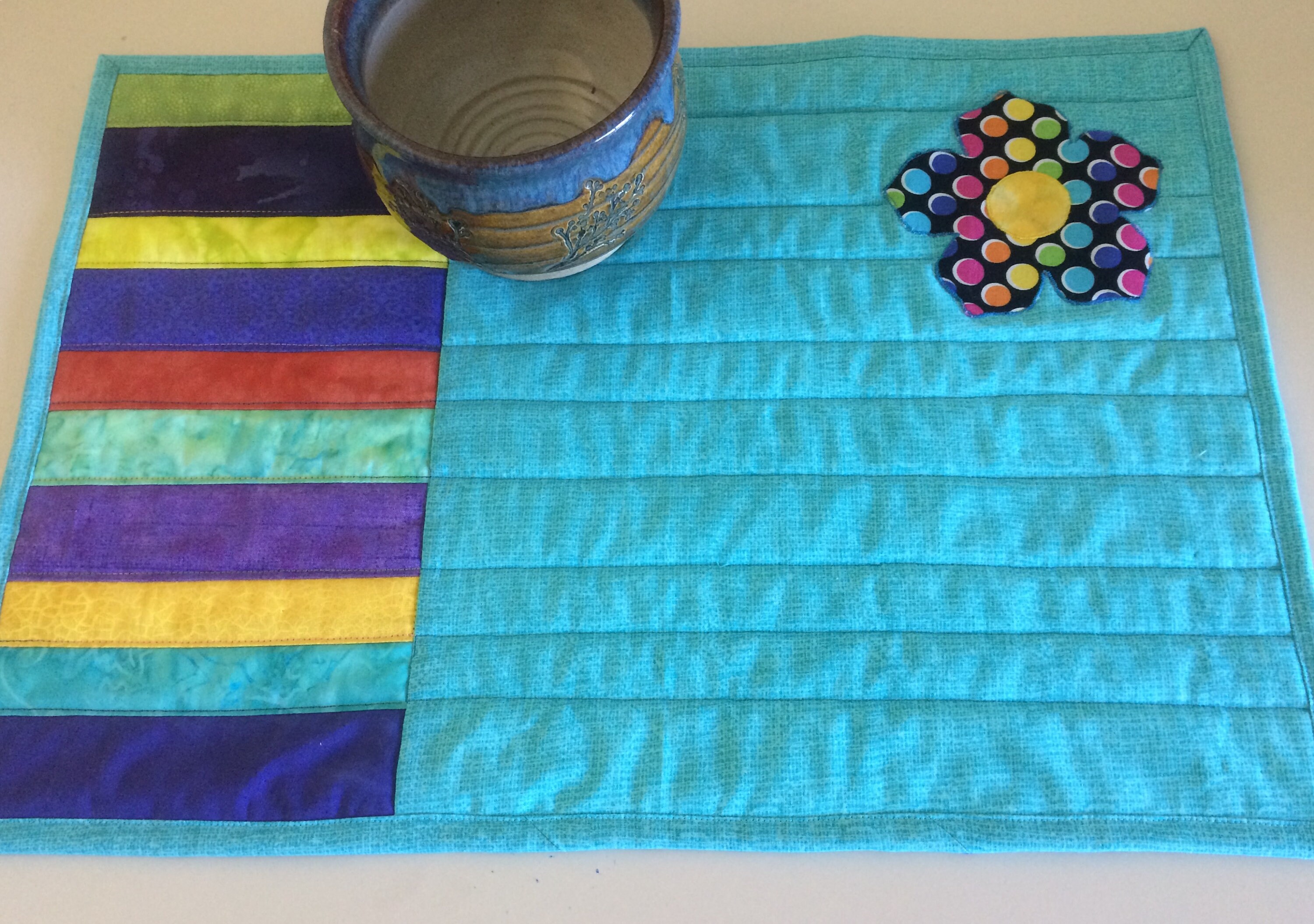 Colorful Spring Quilted Placemats Set of 4 Handmade Flower Etsy