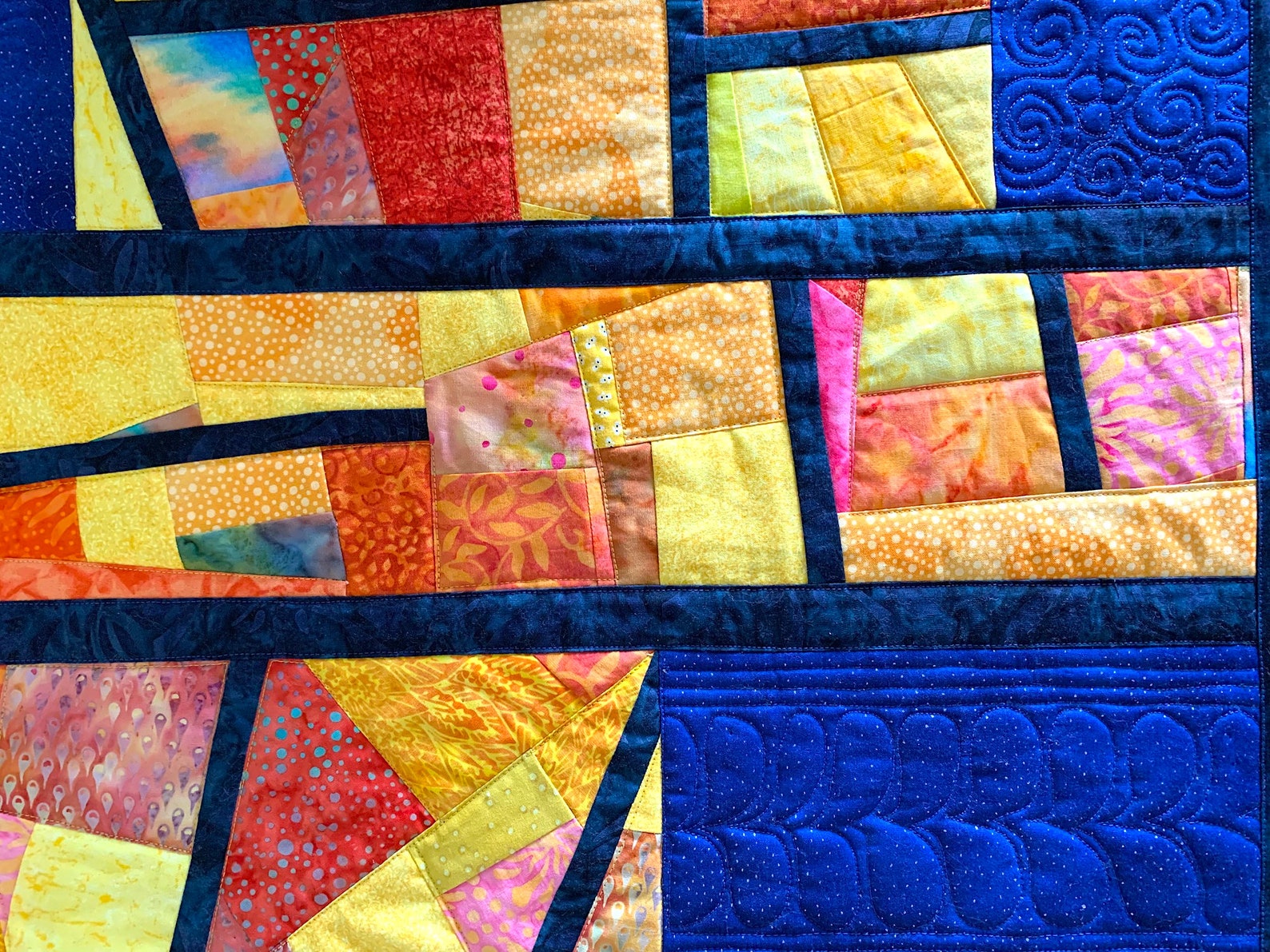 Abstract Colorful Art Quilt Modern Improv Quilted Wall Art Etsy