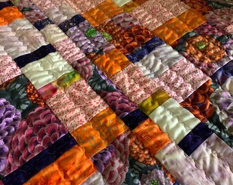 Abstract Colorful Large Wall Quilt, Baby Quilt in Bright Colors, Contemporary Fiber Art