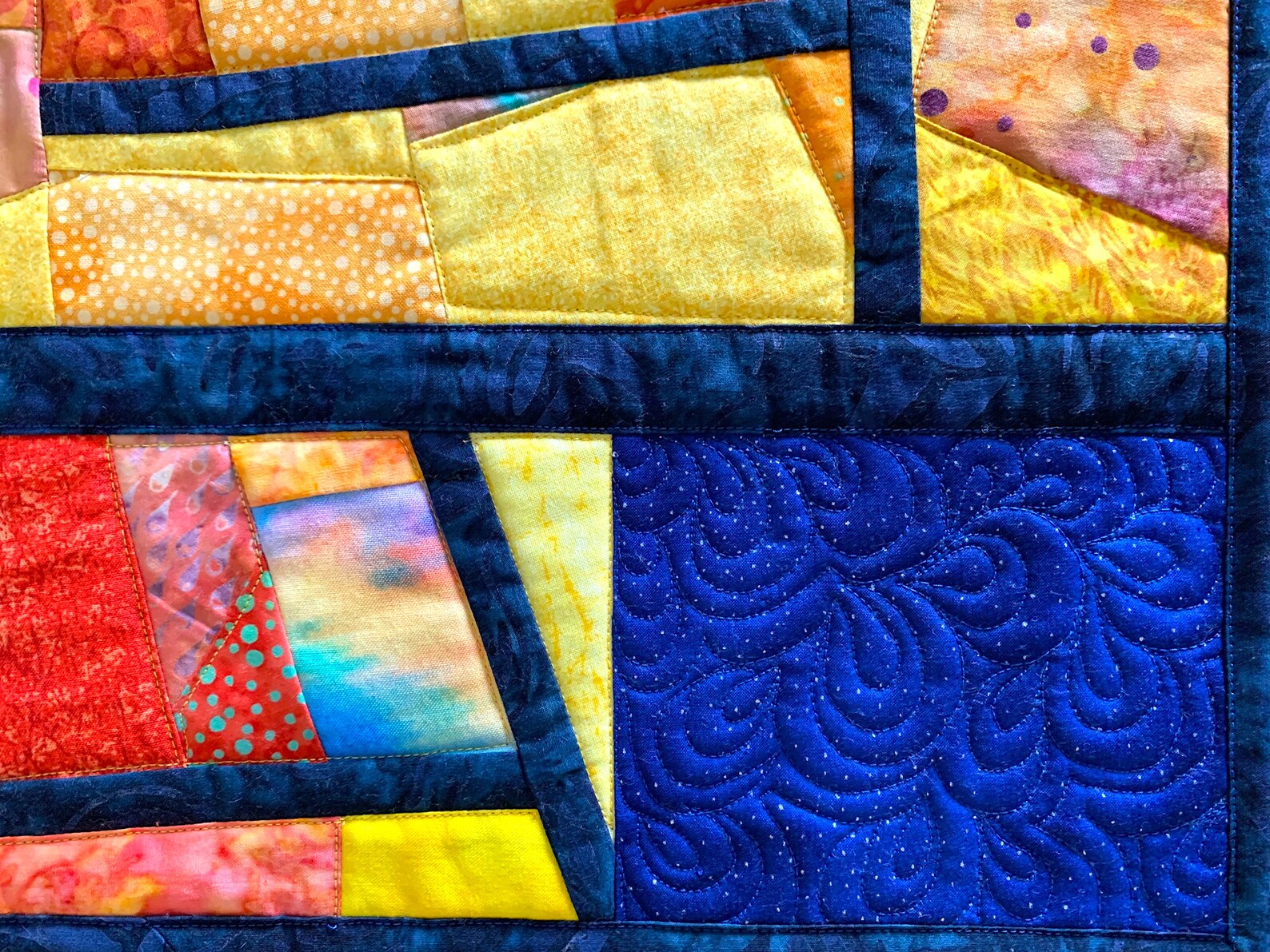 Abstract Colorful Art Quilt Modern Improv Quilted Wall Art Etsy