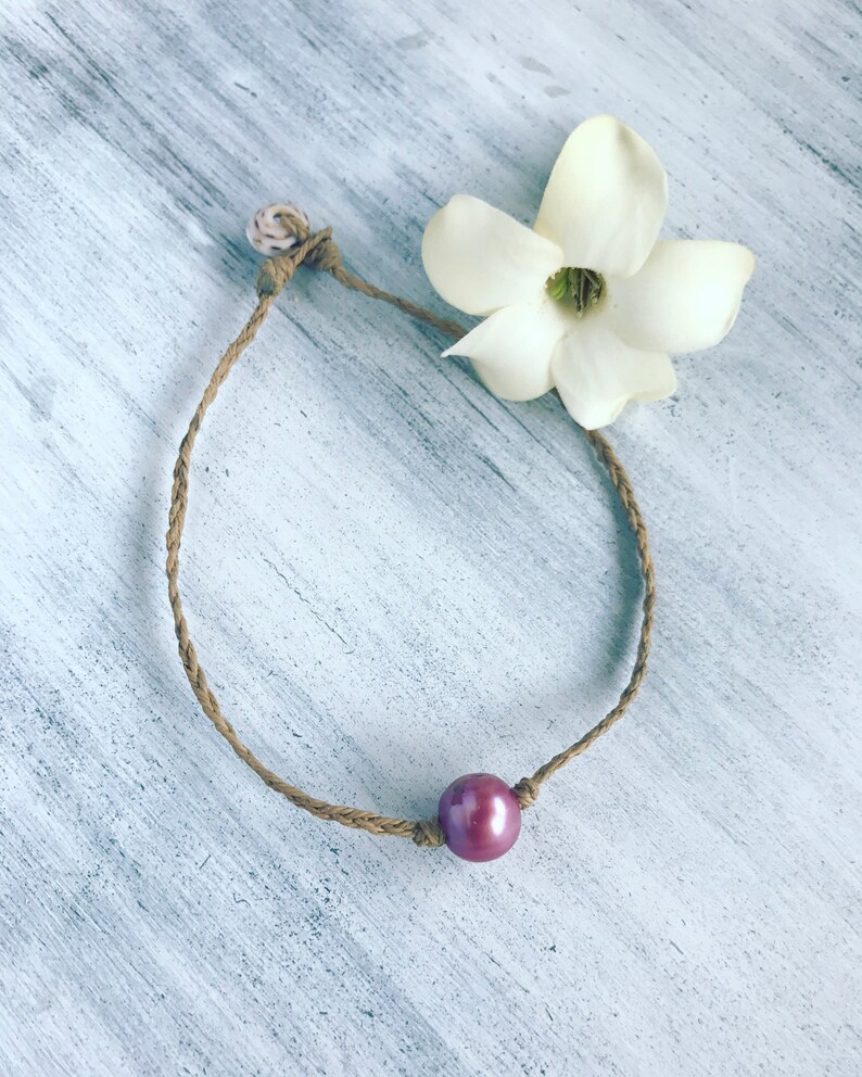Beachy freshwater single pearl anklet handmade in Hawaii Etsy