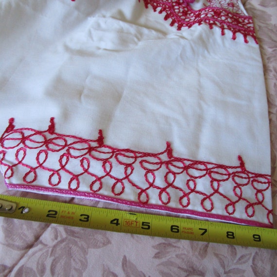Cotton Kaftan shift dress w hot pink embroidery. … - image 9