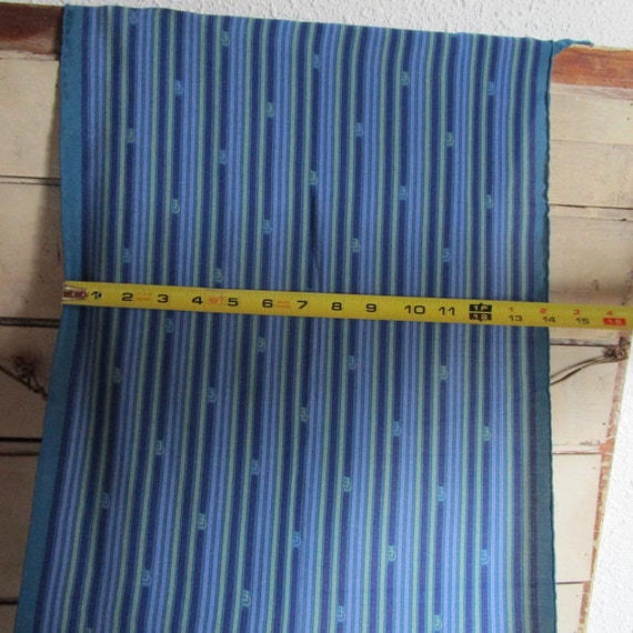 Long silk scarf; Blue green striped, lite shoulde… - image 1