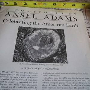 Ansel Adams, A portfolio. Celebrating the American Earth by the Wildnerness Society, Midcentury soft cover large picture book.