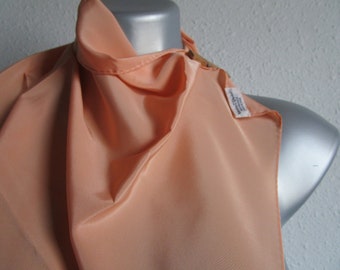 Neck scarf, summer peach tone, 100% polyester Veresa by Vera made in Japan, midcentury. 21x21 inch square light durable fabric gently used.