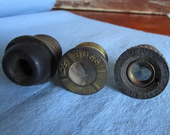 Fusibles de rosca de porcelana vintage, piezas steampunk anteriores a la Segunda Guerra Mundial