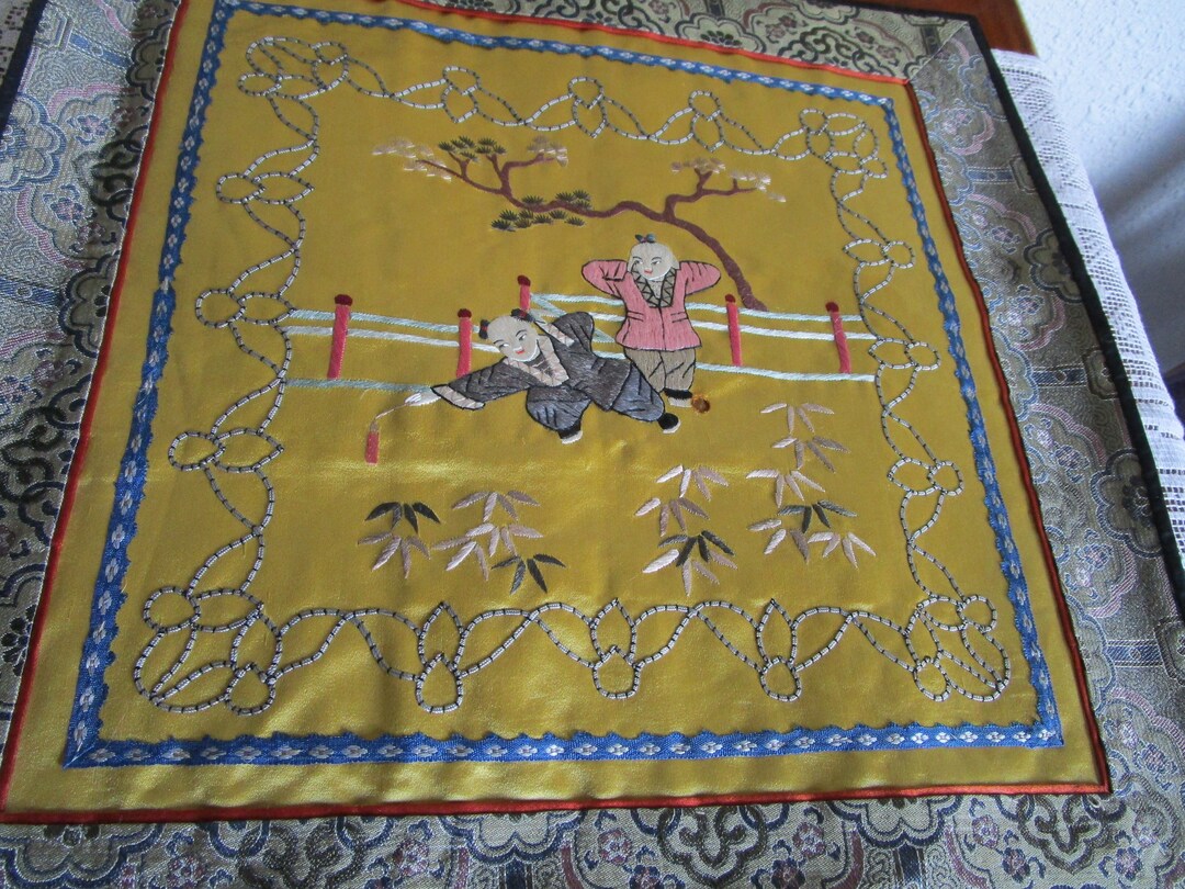 Asian 14x14 Square Hand Stitched Silk Embroidered Alter Mat Etsy