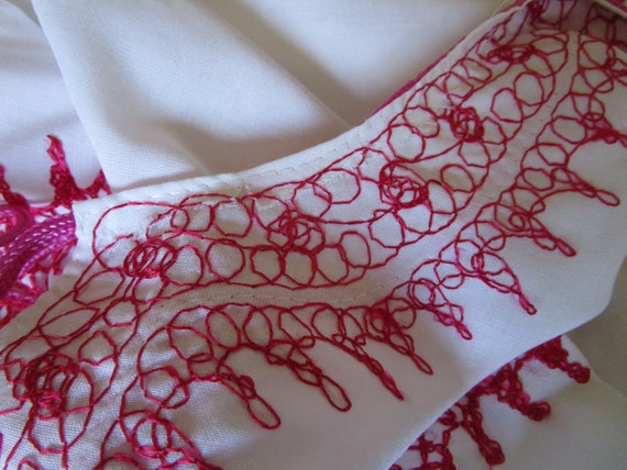 Cotton Kaftan shift dress w hot pink embroidery. … - image 10