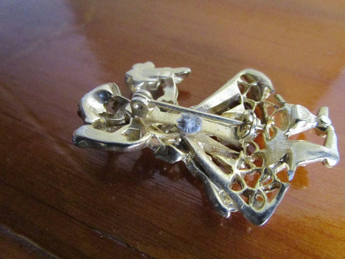 Vintage collar or coat pins with rhinestones and pearl. Male w Etsy