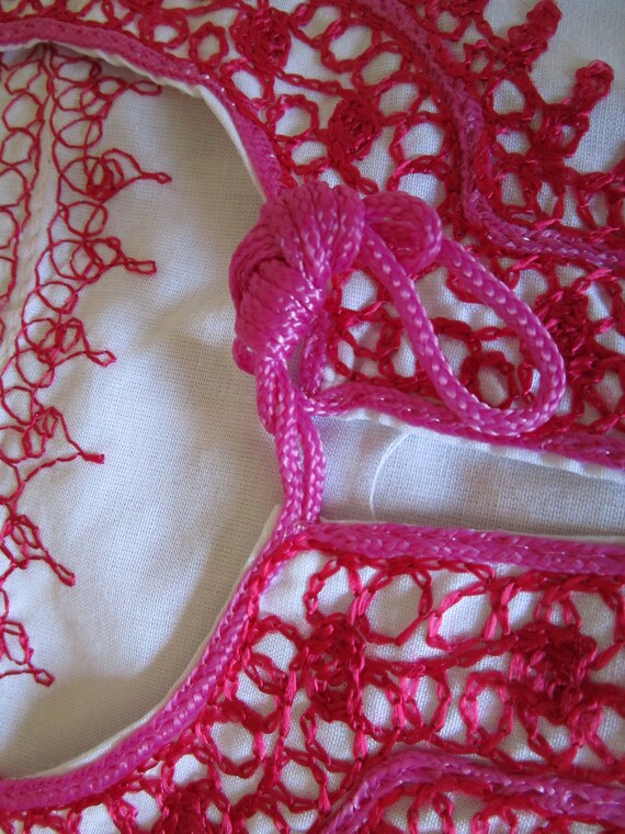 Cotton Kaftan shift dress w hot pink embroidery. … - image 5