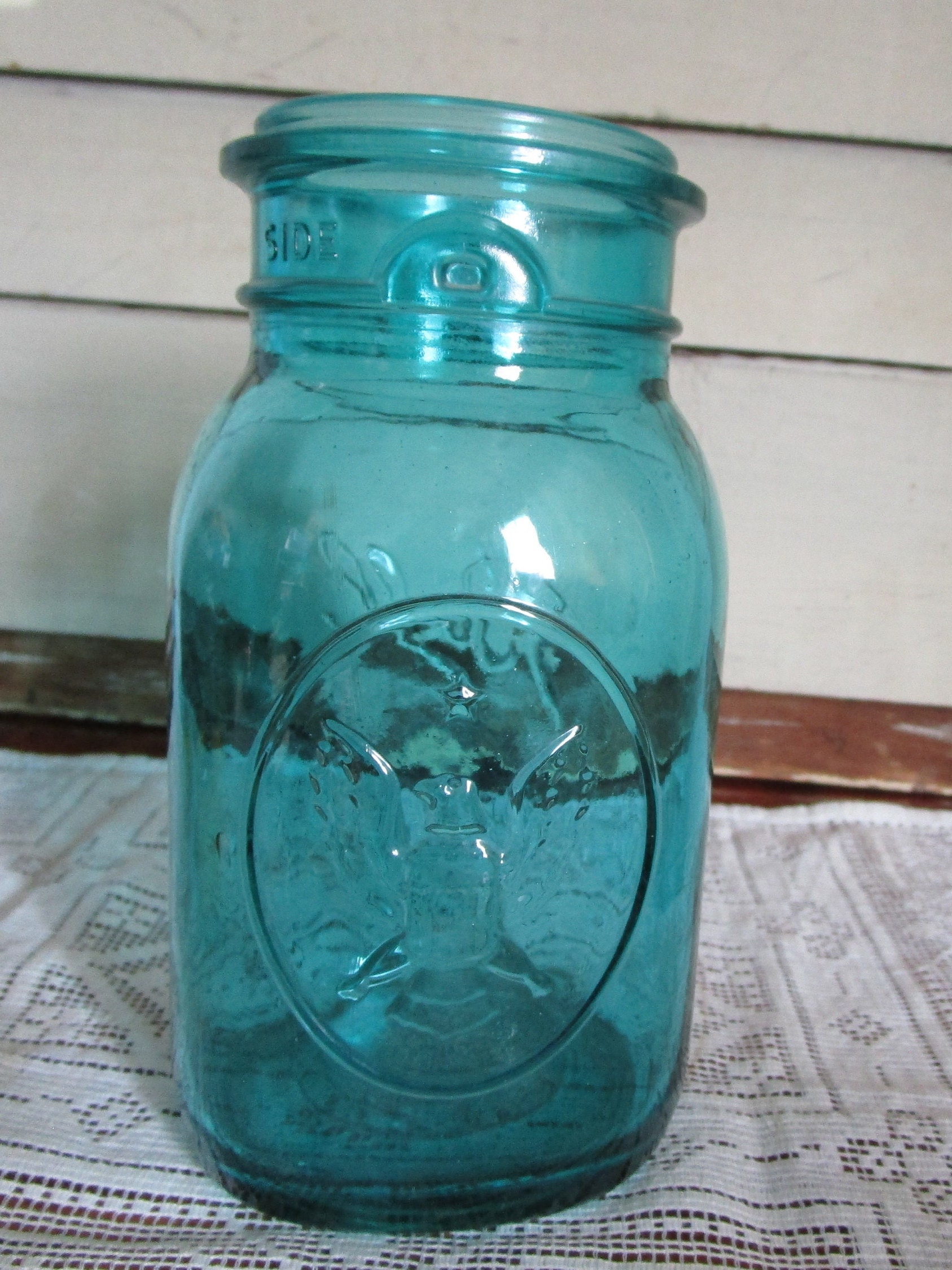 NEW Large BALL IDEAL Mason Jar Embossed Eagle Star 4 Gallon Glass 20” Tall