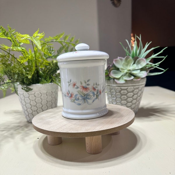 Vintage Princess House Bathroom Jar with Lid - Cotton Swab Holder - Cotton Ball Holder - Heritage Pattern