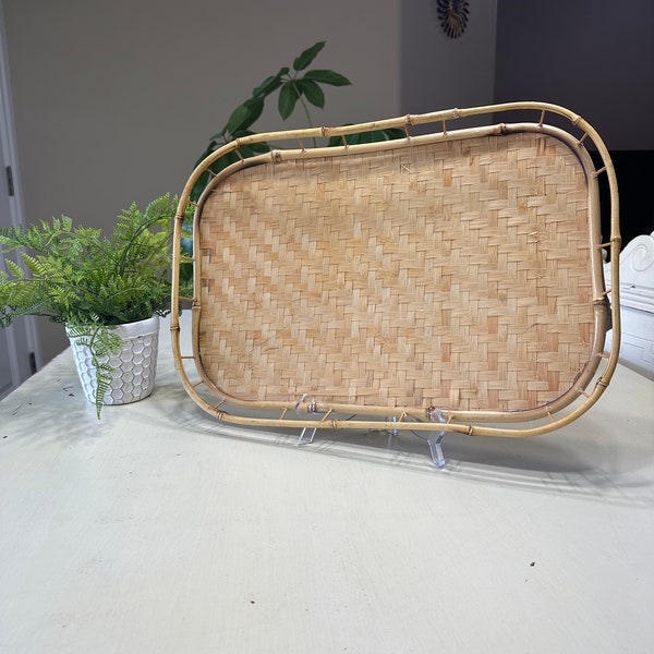 Vintage Mid Century Rattan / Bamboo Serving Tray - One Tray