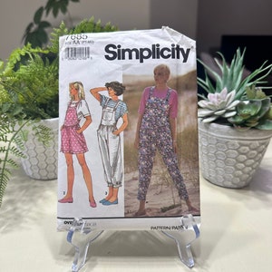 Vintage 1990s Simplicity 7685 Misses Knit Overalls -  Petite Medium Sewing Pattern - Uncut