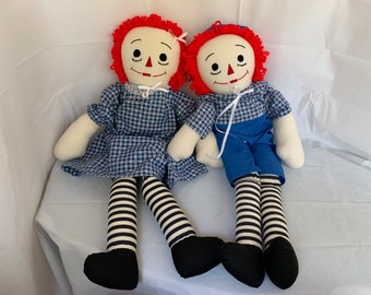 Raggedy Ann & Andy Dolls Handmade 1960’s Vintage 26”