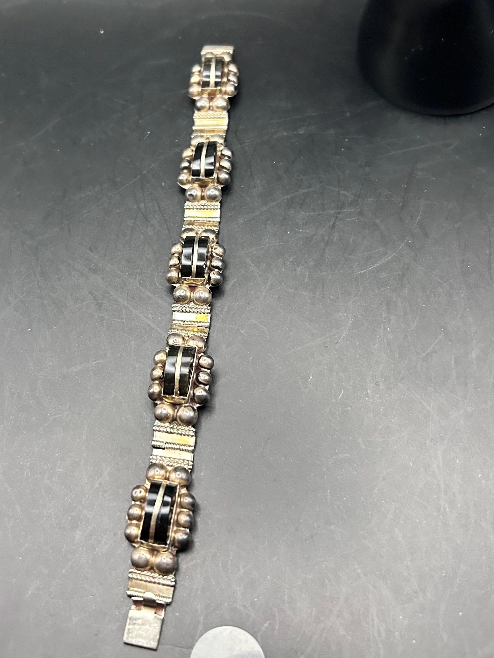 Silver Onyx Vintage Mexico Cuff Bracelets - Etsy