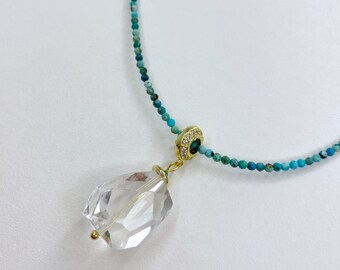 Turquoise choker with crystal pendant - a Statement Piece for Any Occasion