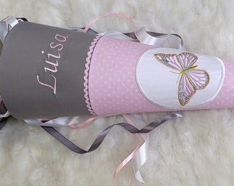 School cone named butterfly grey pink
