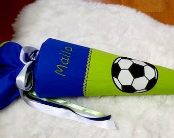 School bag with name football green blue