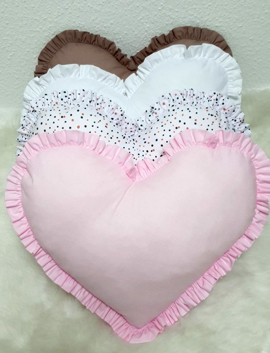Pillow Heart Pillow Ruffle Heart Pillow Etsy