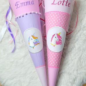 Schultüte Einhorn Mädchen mit Namen Personalisiert rosa lila