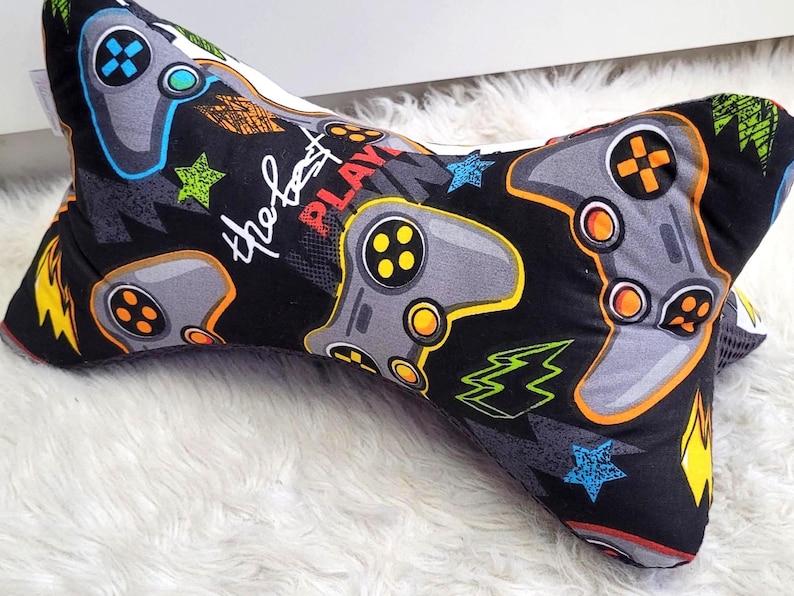 Personalized Reading Pillow | Handmade Cotton Reading Pillow | Custom Neck Pillow with Filling | Game Teenager Controller image 1