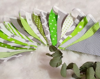 Pennant chain garland birthday celebration green gray