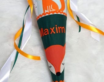 School cone deer with name orange forest animals girl boy