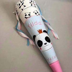 Schultüte Panda – rosa & blau | personalisiert | 35 cm oder 70 cm