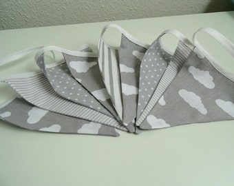 Pennant Necklace Garland Birthday Grey Clouds Dots Dots Stripes